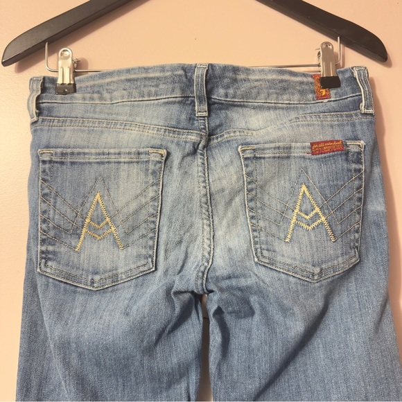 7 For All Mankind Flare Denim Pants Blue Women Size 28 - Picture 6 of 10